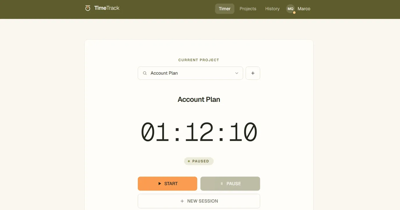 TimeTrack screenshot