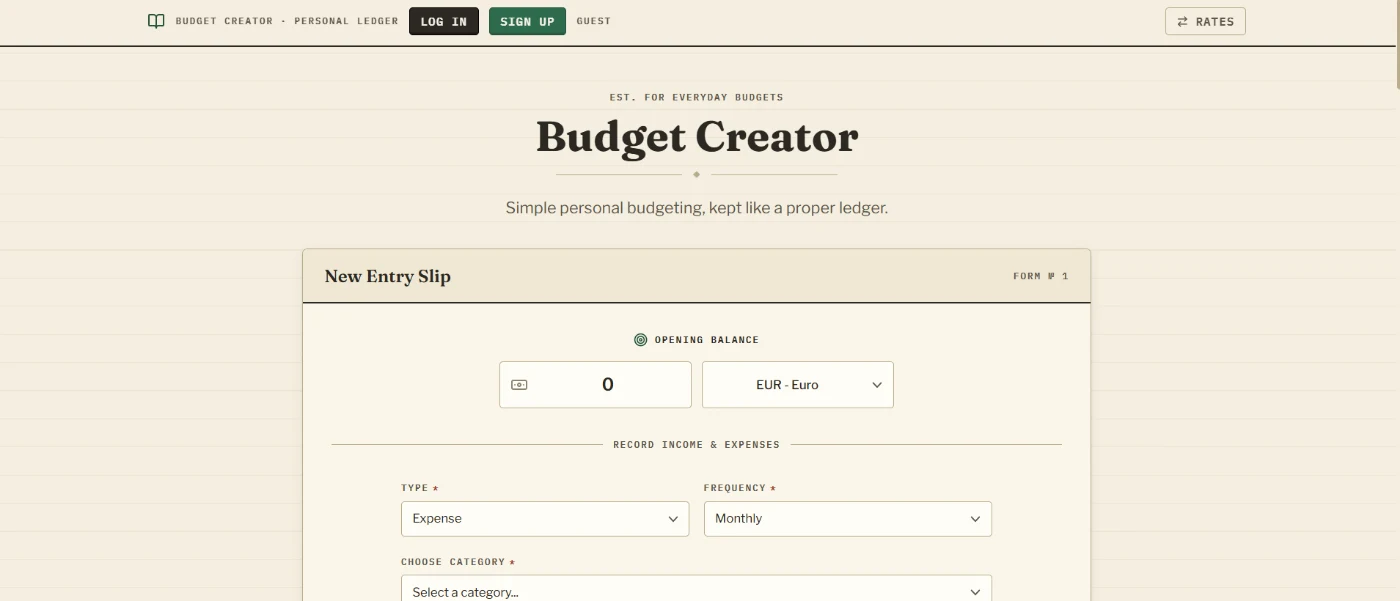 Budget Creator screenshot